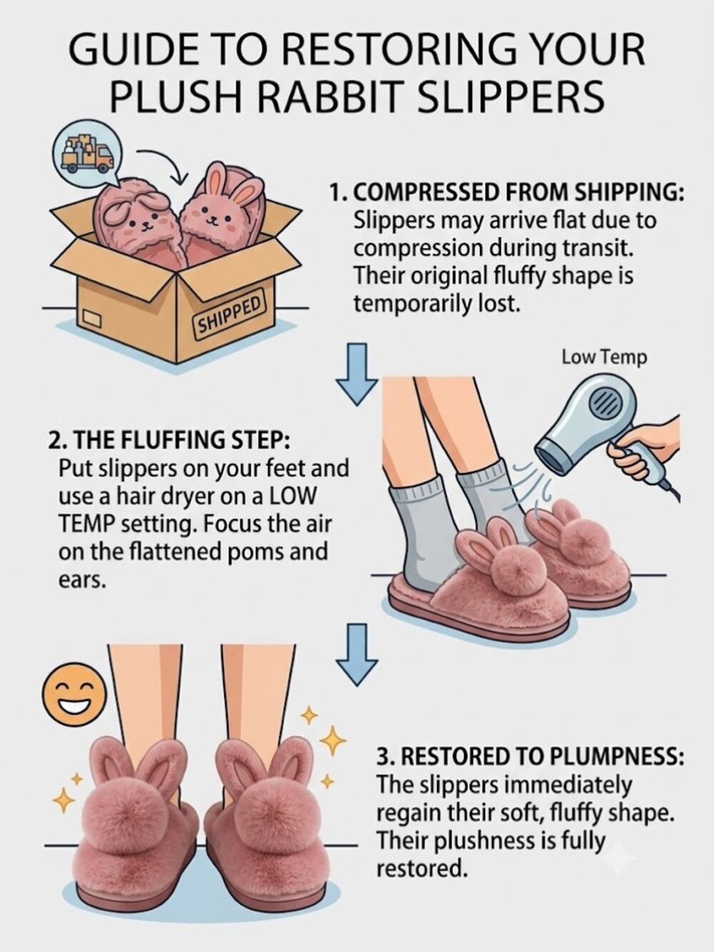 Kawaii Fluffy Bunny Slippers - Warm Winter Slides - Picture 6 of 6